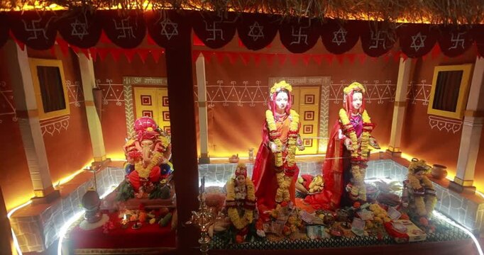 Decoration of Goddess Gauri pujan