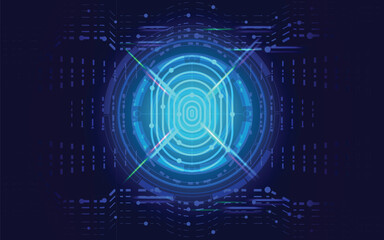 Cybersecurity Concept with Digital Fingerprint Scan Biometric Authentication