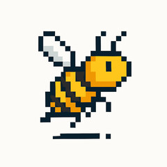 Charming pixel art bee buzzing with vibrant energy, perfect for retro game design and playful branding projects.