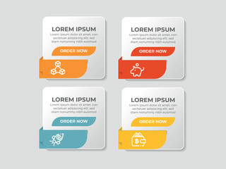 4 Steps business data visualization timeline process infographic template design with icons