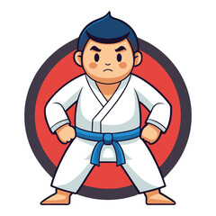 Cartoon Boy in Karate Stance