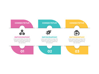 vector illustration for 3 steps infographic design template with icons. Template for process, presentations, layout, banner, brochure.