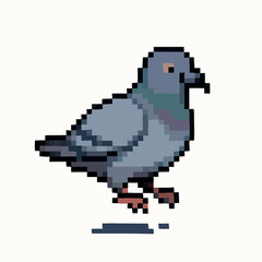 Fototapeta premium Charming pixel art pigeon ready for retro game design or nostalgic digital projects