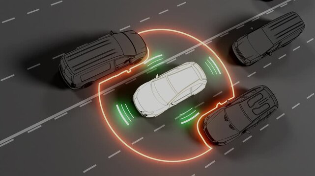 360 Degree Active Surrounding Monitoring Animation for ADAS Technology 