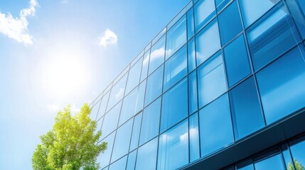 Modern glass office building facade