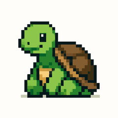 Fototapeta premium Charming pixel art turtle bringing retro video game vibes to your creative projects