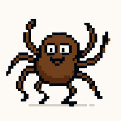 Fototapeta premium Charming pixel art spider character waving hello with a friendly face, perfect for kids' content