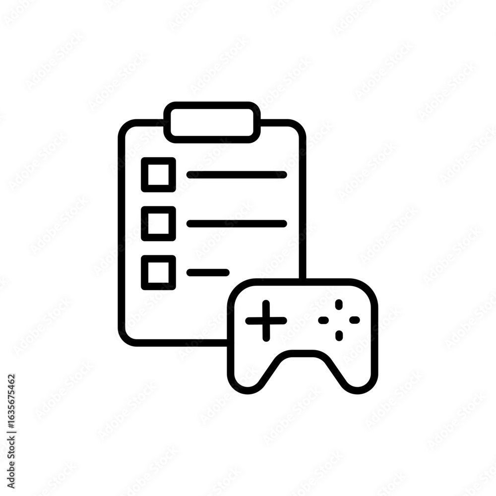 Poster game testing report outline icons, minimalist vector illustration ,simple transparent graphic elemen