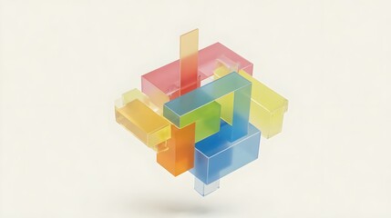 Obraz premium Geometric 3D Cube of Colorful Translucent Blocks Representing Unity and Diversity