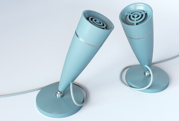 Vintage desk microphones for podcast and promotion