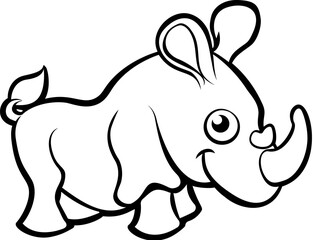A Rhino cartoon character safari animal illustration