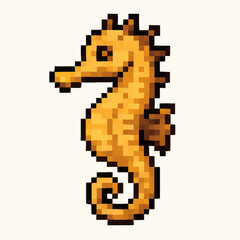Fototapeta premium Pixelated seahorse illustration, perfect for retro gaming, design, or aquatic themed projects