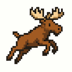 Fototapeta premium Pixelated moose leaping with energy, perfect for games, design, and retro-themed projects
