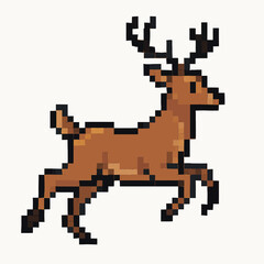 Fototapeta premium Pixelated deer running gracefully, perfect for retro gaming, wildlife, and vintage designs, pure joy