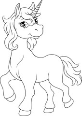 A Unicorn horse with horn cartoon mythological animal from myth illustration