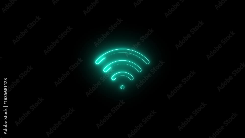 Poster digital communication and technology concept with a glowing wifi sign,glowing red neon wifi icon on 