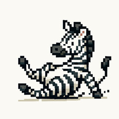 Fototapeta premium Pixelated zebra resting playfully with a modern, minimalist design for creative projects