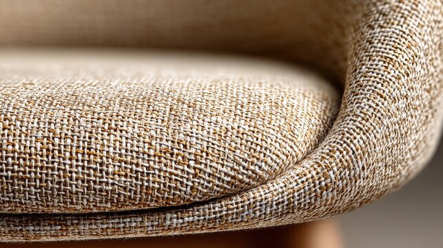 Beautiful macro view of apricot-crush linen dining chair with slub texture
