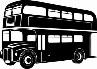 Vintage London Double-Decker Bus Vector Illustration: UK Transport
