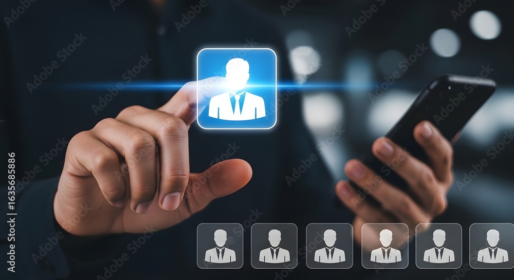 Aufkleber digital networking and technology concept for business communication and online identity