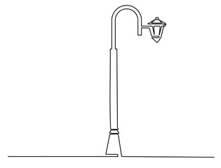 Continuous line art of a garden lamp or street light with a white background. World osteoporosis day.