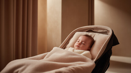ai stroller gently rocks sleeping baby enveloped in tranquility and serenity