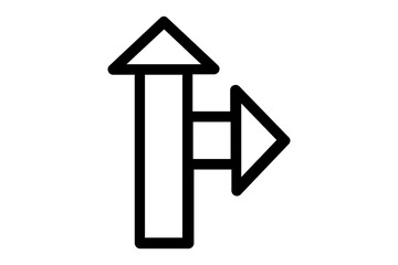 Straight pointed arrow icon. Black arrow pointing to the right. Black direction pointer

