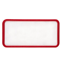 Redframed whiteboard with rounded corners isolated on a clean white background.