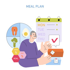 Meal Plan with Nutritional Elements Vector Illustration