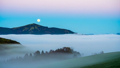 Misty mountain landscape at dawn