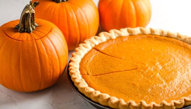 Pumpkin pie with pumpkins