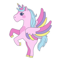Colorful Pegasus Unicorn with Wings Vector Illustration