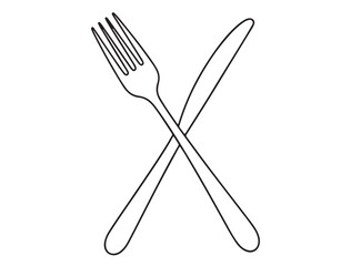 tableware utensils — fork and knife — crossed