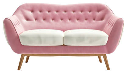 PNG Stylish pink mid-century sofa