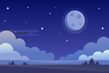 Fototapeta premium Flat Sky Background With Moonlight