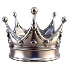 Crown Silver Isolated on White Background Cutout