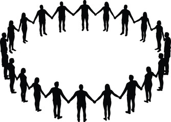 Silhouette, people, circle, unity, community, togetherness, holding hands, group, teamwork, connection, diversity, support