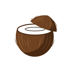  Chilled coconut with open top colorful icon no white color