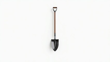 A metal shovel with a wooden handle.
