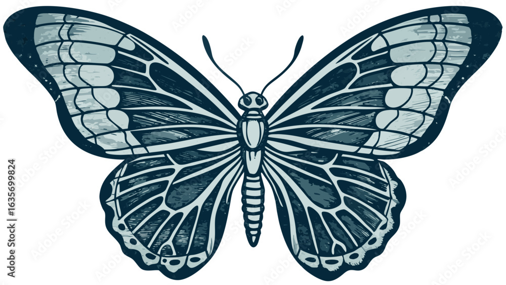 Poster Detailed illustration of a butterfly with intricate wing patterns and symmetrical design elements shown created with generated ai
