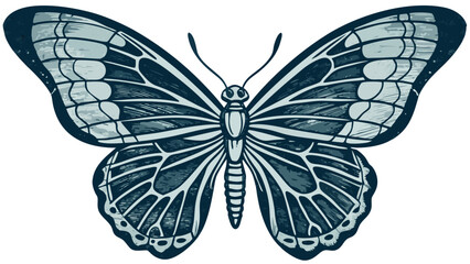 Detailed illustration of a butterfly with intricate wing patterns and symmetrical design elements shown created with generated ai
