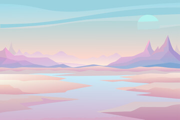 Soft Pastel Vector Tundra Background With Glassy Surface