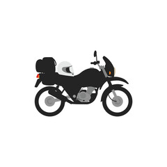 Fototapeta premium Motorbike with Backpack and Helmet Colorful Black Line Icon No White