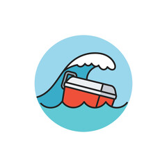  Colorful ocean with floating cooler summer beach icon with no white color