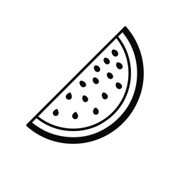 Black outline watermelon slice icon