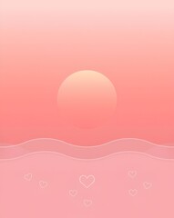 Sunrise Pink to Coral Gradient with Flowing Waves and Abstract Hearts &ndash; Compassion and Support Background