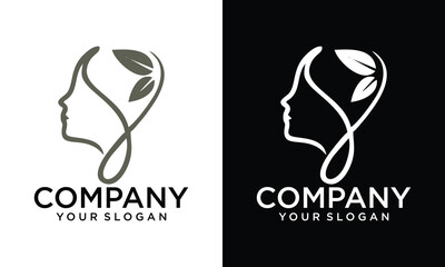 Creative Beautiful woman luxury line art premium vector logo design