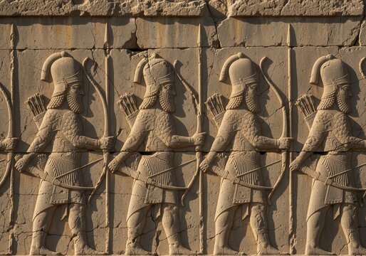 Ancient Persian archers relief carving at Persepolis stone art legacy