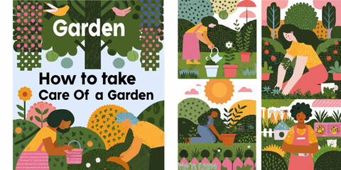 Gardening tips and illustrations for a beautiful garden