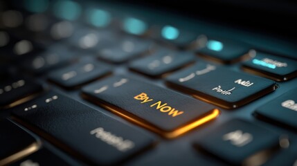 Obraz premium A close-up view of a keyboard featuring a highlighted 
